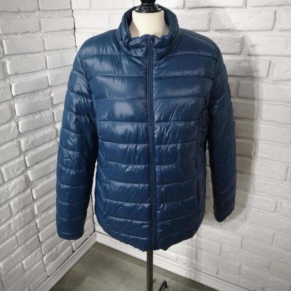 George Ladies Size 2X Blue Lightweight Full Zip Lined Puffy Jacket